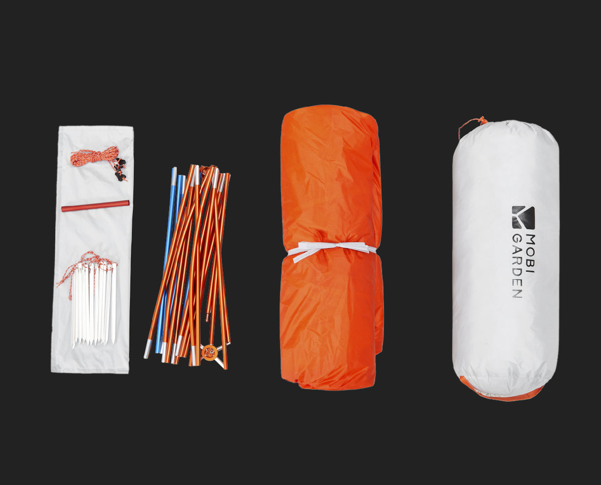 MOBI GARDEN sleeping pad and included accessories