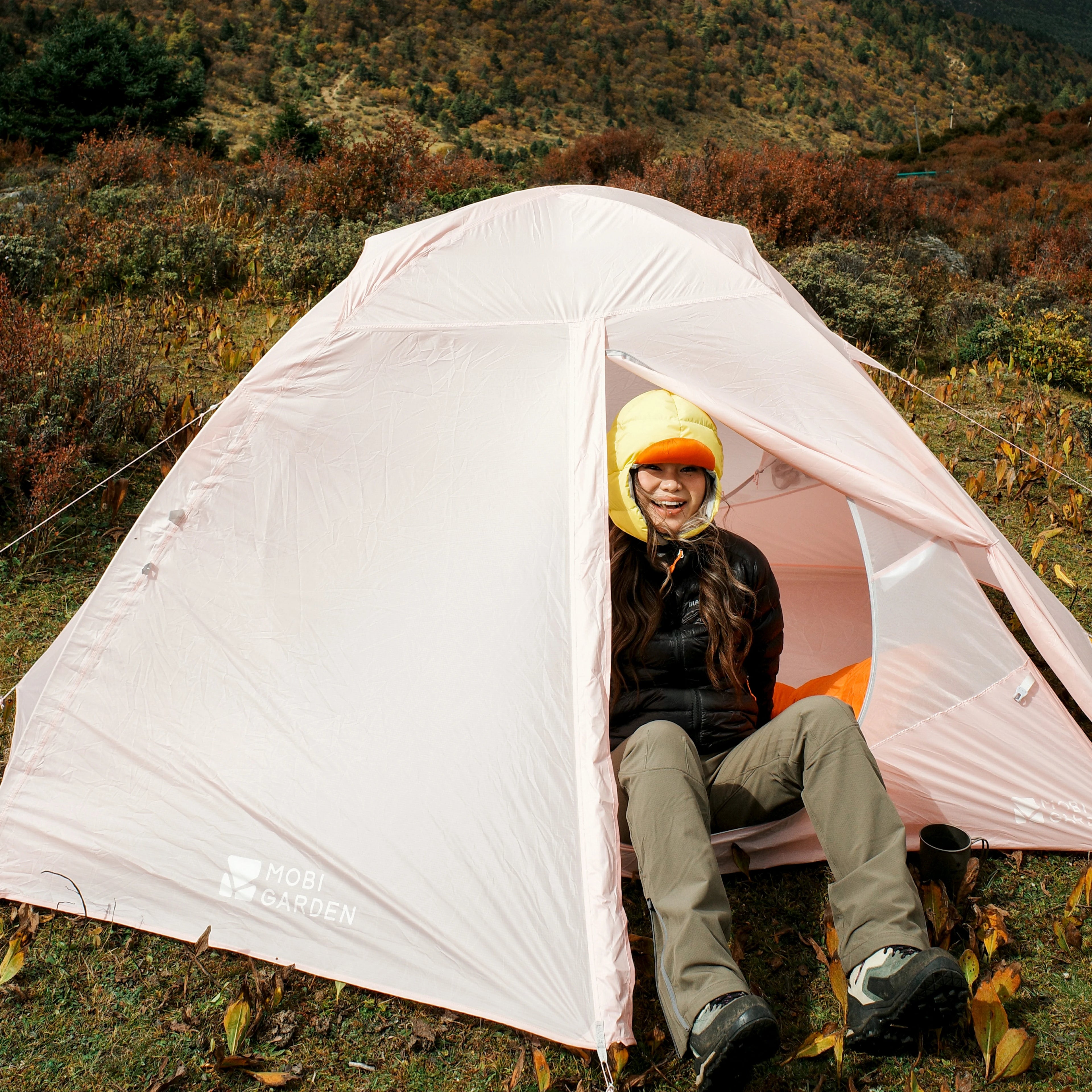 Pink 2-Person Backpacking Tent, Ultralight Waterproof Freestanding Hiking Tent